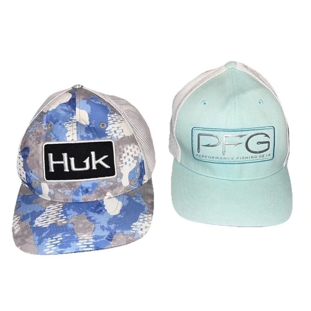 PFG Columbia‎ And Blue Camo Huk Performing Fishing Hats Adjustable Sports